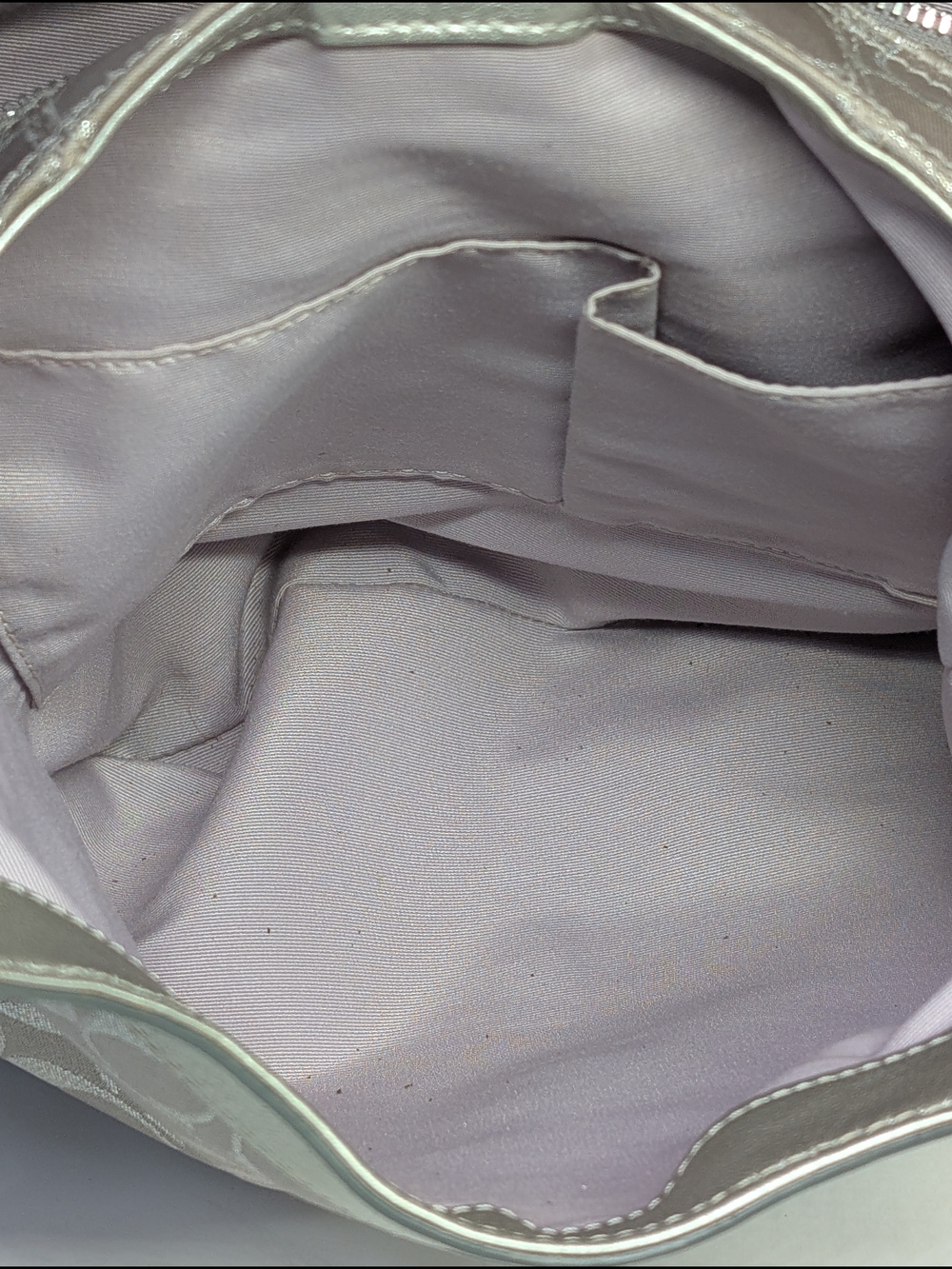 Coach Signature Gray / Silver Canvas / Leather Medium Soho Hobo Bag Purse F18909 - Picture 7 of 12